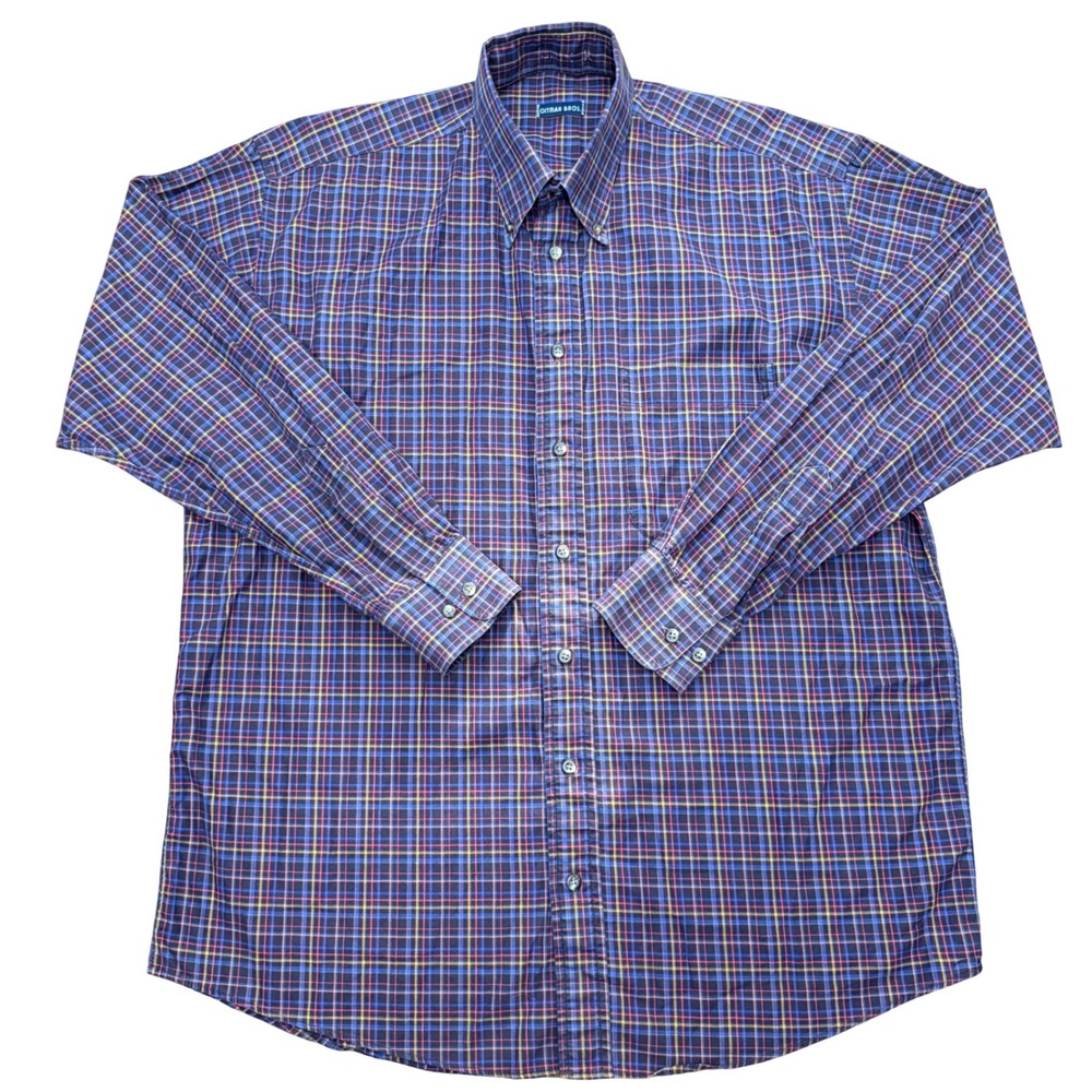 Gitman Bros Button Down Shirt Mens Large Multi Color Plaid Vintage Made in USA